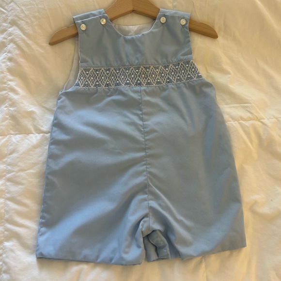 Petit Bebe Light Blue Embroidered John John Size 9mo - Picture 1 of 2